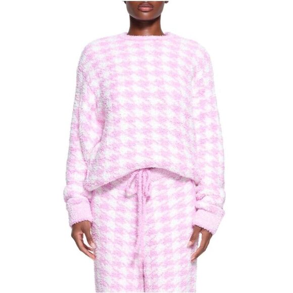 SKIMS Sweaters - NWT Skims knit pullover sweatshirt petal houndstooth L/XL